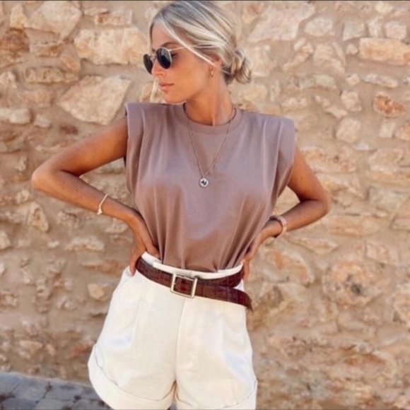 Zara Tops - Zara Padded Shoulder Sleeveless Top